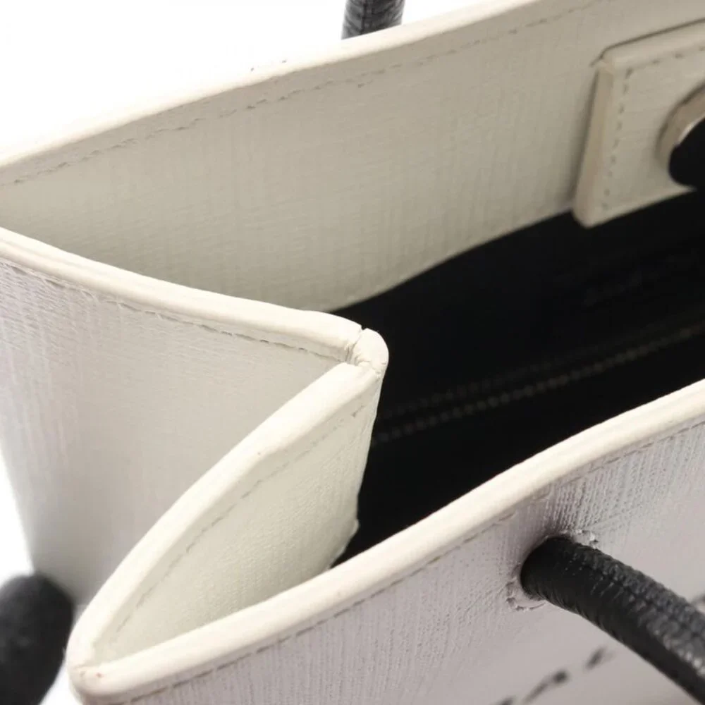 Balenciaga Handbag Shopping Tote Xxs White Canvas Leather - Picture 8 of 9